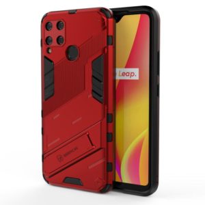 For OPPO Realme C15 Punk Armor 2 in 1 PC + TPU Shockproof Case with Invisible Holder(Red) (OEM)