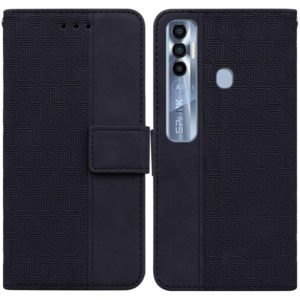 For Tecno Spark 7 Pro Geometric Embossed Leather Phone Case(Black) (OEM)