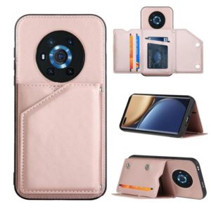 For Honor Magic3 Skin Feel PU + TPU + PC Back Cover Shockproof Case with Card Slots & Holder & Photo Frame(Rose Gold) (OEM)