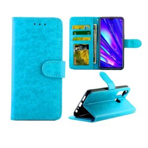 For OPPO Realme5 Pro Crazy Horse Texture Leather Horizontal Flip Protective Case with Holder & Card Slots & Wallet & Photo Frame(Baby Blue) (OEM)