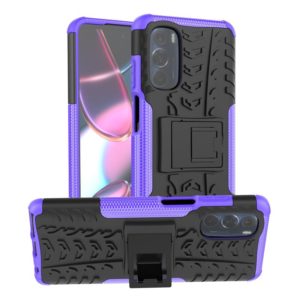 For Motorola Moto G Stylus 2022 4G Tire Texture TPU + PC Phone Case with Holder(Purple) (OEM)