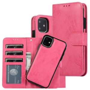 For iPhone 11 KLT888-2 Retro 2 in 1 Detachable Magnetic Horizontal Flip TPU + PU Leather Case with Holder & Card Slots & Photo Frame & Wallet(Rose Red) (OEM)