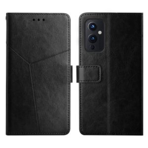 For OnePlus 9 Y Stitching Horizontal Flip Leather Phone Case(Black) (OEM)