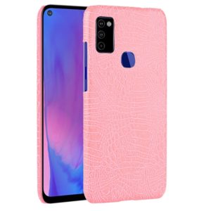 For Galaxy M51 (Side Fingerprint) Shockproof Crocodile Texture PC + PU Case(Pink) (OEM)