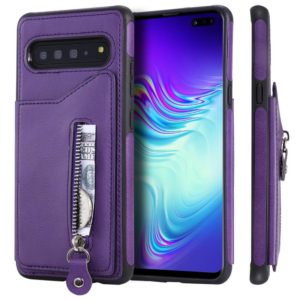 For Galaxy S10 5G Solid Color Double Buckle Zipper Shockproof Protective Case(Purple) (OEM)