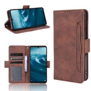 For Sharp Aquos Sense6 Skin Feel Calf Pattern Horizontal Flip Leather Case with Holder & Card Slots & Photo Frame(Brown) (OEM)