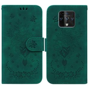 For Tecno Camon 16 Premier Butterfly Rose Embossed Leather Phone Case(Green) (OEM)