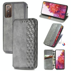 For Galaxy S20 FE(4G/5G) / S20 Lite Cubic Grid Pressed Horizontal Flip Magnetic PU Leather Case with Holder & Card Slots & Wallet(Gray) (OEM)