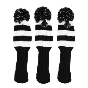 3 PCS/Set Golf Wooden Club Knitted Cover(Black) (OEM)