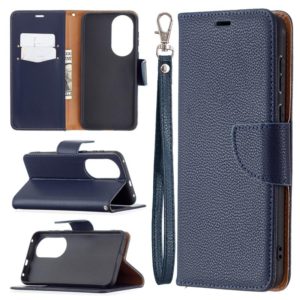For Huawei P50 Litchi Texture Pure Color Horizontal Flip Leather Case with Holder & Card Slots & Wallet & Lanyard(Dark Blue) (OEM)