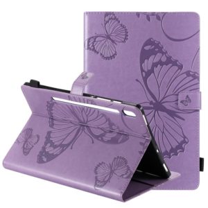 For Samsung Galaxy Tab S6 T860 Pressed Printing Butterfly Pattern Horizontal Flip Leather Case with Holder & Card Slots & Wallet & Sleep / Wake-up Function (Purple) (OEM)