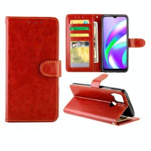 For OPPO Realme C12/C15 Crazy Horse Texture Leather Horizontal Flip Protective Case with Holder & Card Slots & Wallet & Photo Frame(Brown) (OEM)
