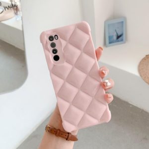 For Huawei nova 7 5G Candy Color Elegant Rhombic Texture TPU Phone Case(Pink) (OEM)