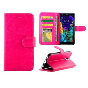 For LG K30 (2019) Crazy Horse Texture Leather Horizontal Flip Protective Case with Holder & Card Slots & Wallet & Photo Frame(Magenta) (OEM)
