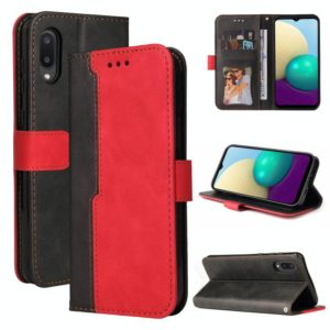For Samsung Galaxy A02 / M02 EU Version Business Stitching-Color Horizontal Flip PU Leather Case with Holder & Card Slots & Photo Frame(Red) (OEM)