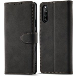 For Sony Xperia 10 III Frosted Anti-theft Brush Horizontal Flip Leather Phone Case(Black) (OEM)