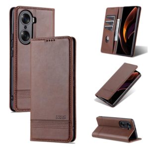 For Honor 60 Pro AZNS Magnetic Calf Texture Horizontal Flip Leather Phone Case(Dark Brown) (AZNS) (OEM)