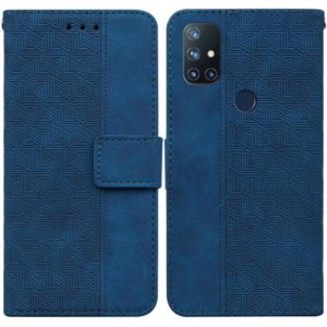 For OnePlus Nord N10 5G Geometric Embossed Leather Phone Case(Blue) (OEM)