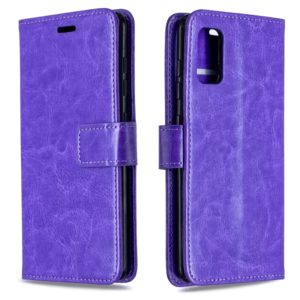 For Galaxy A41 Crazy Horse Texture Horizontal Flip Leather Case with Holder & Card Slots & Wallet & Photo Frame(Purple) (OEM)