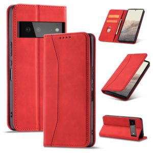 For Google Pixel 6 Magnetic Dual-fold Leather Phone Case(Red) (OEM)
