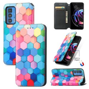 For Motorola Edge 20 Pro Colorful Magnetic Horizontal Flip PU Leather Case with Holder & Card Slot & Wallet(Colorful Cube) (OEM)