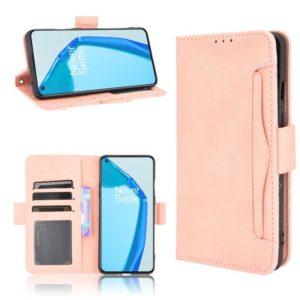 For Oneplus 9R Skin Feel Calf Pattern Horizontal Flip Leather Case with Holder & Card Slots & Photo Frame(Pink) (OEM)