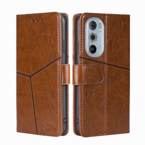 For Motorola Moto Edge+ 2022/Edge 30 Pro Geometric Stitching Horizontal Flip Leather Phone Case(Light Brown) (OEM)