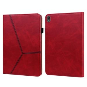 For Lenovo Tab P11 2020 11 inch Solid Color Embossed Striped Leather Case(Red) (OEM)