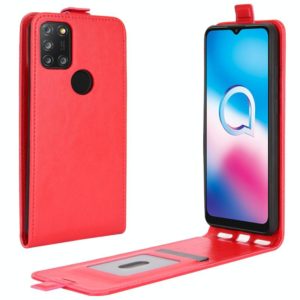 For Alcatel 3X 2020 R64 Texture Single Vertical Flip Leather Protective Case with Card Slots & Photo Frame(Red) (OEM)