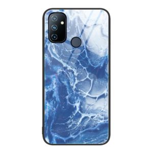 For OnePlus Nord N100 Marble Pattern Glass Protective Phone Case(Blue Ocean) (OEM)