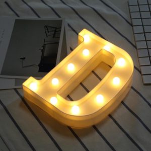 Alphabet D English Letter Shape Decorative Light, Dry Battery Powered Warm White Standing Hanging LED Holiday Light (OEM)