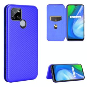 For OPPO Realme V3 Carbon Fiber Texture Horizontal Flip TPU + PC + PU Leather Case with Card Slot(Blue) (OEM)