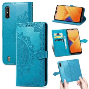 For Wiko Y81 Mandala Flower Embossed Horizontal Flip Leather Case with Holder & Three Card Slots & Wallet & Lanyard(Blue) (OEM)