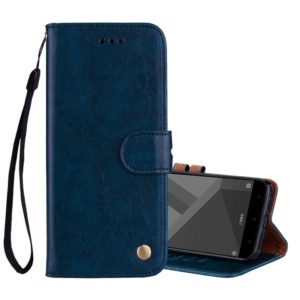 For Xiaomi Redmi 4X Business Style Oil Wax Texture Horizontal Flip Leather Case with Holder & Card Slots & Wallet(Blue) (OEM)
