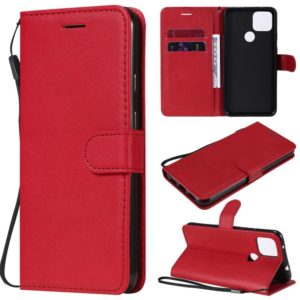 For Google Pixel 5 XL Solid Color Horizontal Flip Protective Leather Case with Holder & Card Slots & Wallet & Photo Frame & Lanyard(Red) (OEM)