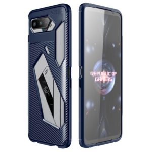 For Asus ROG Phone 5 Carbon Fiber Texture Shockproof TPU Case(Blue) (OEM)