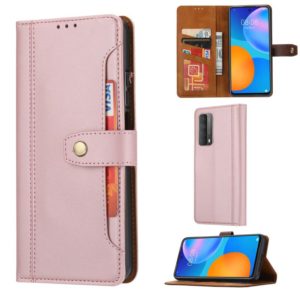 For Huawei P smart 2021 Calf Texture Double Fold Clasp Horizontal Flip Leather Case with Photo Frame & Holder & Card Slots & Wallet(Rose Gold) (idewei) (OEM)