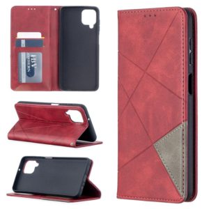 For Samsung Galaxy A12 Prismatic Invisible Magnetic Horizontal Flip Leather Case with Holder & Card Slots & Photo Frame(Red) (OEM)