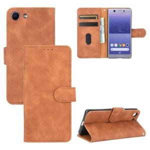 For Sony Xperia Ace Solid Color Skin Feel Magnetic Buckle Horizontal Flip Calf Texture PU Leather Case with Holder & Card Slots & Wallet(Brown) (OEM)