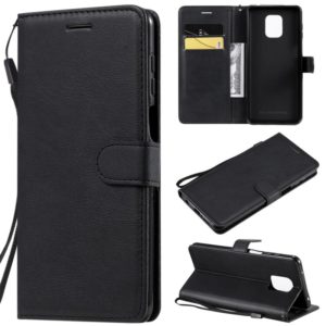For Xiaomi Redmi Note 9S / Note 9 Pro Solid Color Horizontal Flip Protective Leather Case with Holder & Card Slots & Wallet & Lanyard(Black) (OEM)