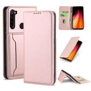 For Xiaomi Redmi Note 8 Strong Magnetism Shockproof Horizontal Flip Liquid Feel Leather Case with Holder & Card Slots & Wallet(Rose Gold) (OEM)