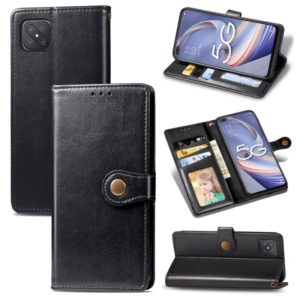 For OPPO A92s Solid Color Leather Buckle Phone Case with Lanyard & Photo Frame & Card Slot & Wallet & Stand Function(Black) (OEM)