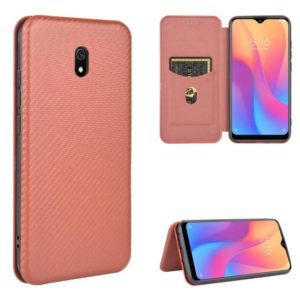 For Xiaomi Redmi 8A Carbon Fiber Texture Horizontal Flip TPU + PC + PU Leather Case with Card Slot(Brown) (OEM)