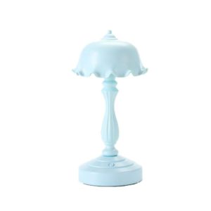 Retro Charging Table Lamp Bedroom Bed LED Eye Protection Light(LD04 Flower Hat Light Blue) (OEM)