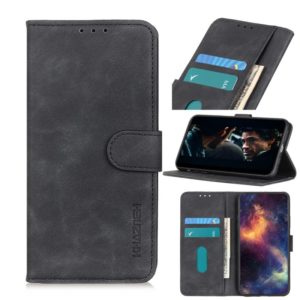 For LG K52 / K62 / Q52 KHAZNEH Retro Texture PU + TPU Horizontal Flip Leather Case with Holder & Card Slots & Wallet(Black) (OEM)