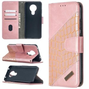 For Nokia 5.3 Matching Color Crocodile Texture Horizontal Flip PU Leather Case with Wallet & Holder & Card Slots(Rose Gold) (OEM)