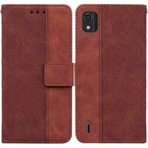 For Nokia C2 2nd Edition Geometric Embossed Leather Phone Case(Brown) (OEM)