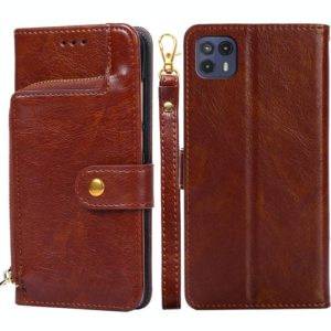 For Motorola Moto G50 5G Zipper Bag Leather Phone Case(Brown) (OEM)