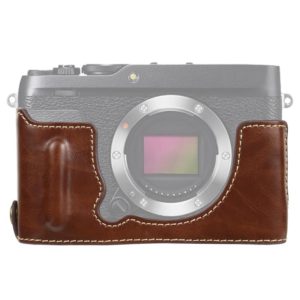 1/4 inch Thread PU Leather Camera Half Case Base for FUJIFILM XE4 (Coffee) (OEM)