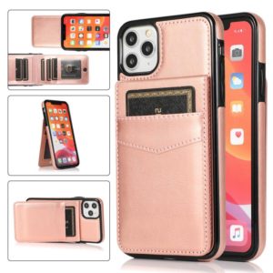 For iPhone 11 Solid Color PC + TPU Protective Case with Holder & Card Slots (Rose Gold) (OEM)